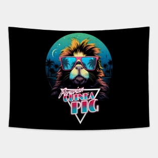 Retro Wave Peruvian Guinea Pig Miami Tapestry