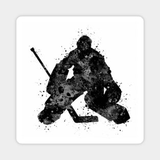 Ice Hockey Boy Goalie Black and White Silhouette Magnet