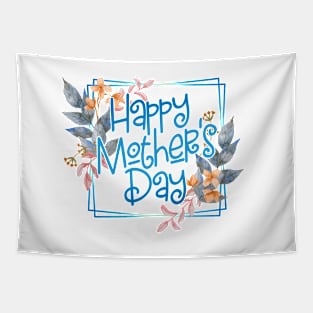 Elegant Happy Mother's Day Calligraphy with Floral Frame Tapestry