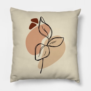 Modern Minimalist Simple Abstract Pastel Pink Black Leaf Art Pillow