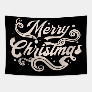 Merry Christmas Typography swirls snow Tapestry