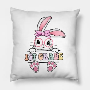 Vintage Happy Easter Bunny 1st Grade Teacher For Girls Kids Pillow