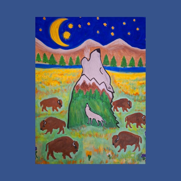 Montana Wolves and Bison by Oregon333