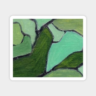 Abstract Oil Painting 2c41 Fern Olive Seafoam Green Magnet