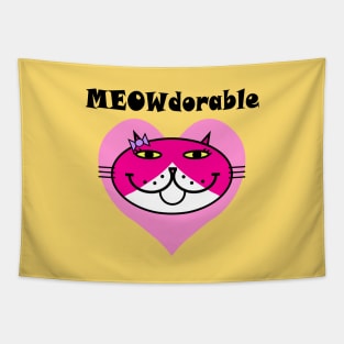 MEOWdorable - PURRty Pink Kitty Face on a Pink Heart Tapestry