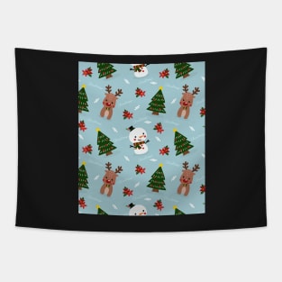 tree, reindeer, snowman, holidays, christmas Tapestry