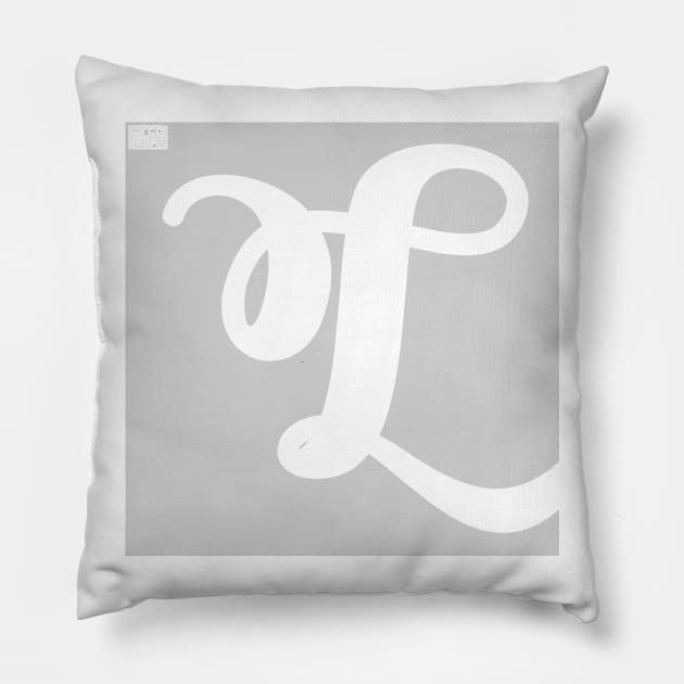 Letter L Elegant Cursive Calligraphy Initial Monogram Pillow by porcodiseno