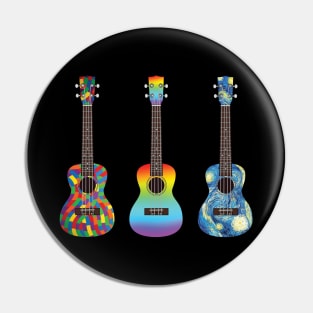 Three Ukuleles Colorful Textures Pin