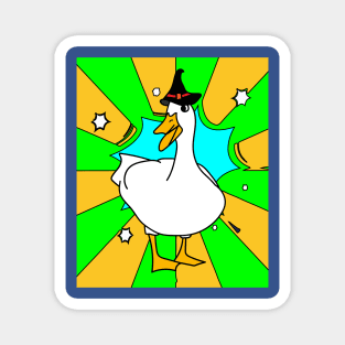 Halloween Goose Witch Conjuring Up Duck Magnet