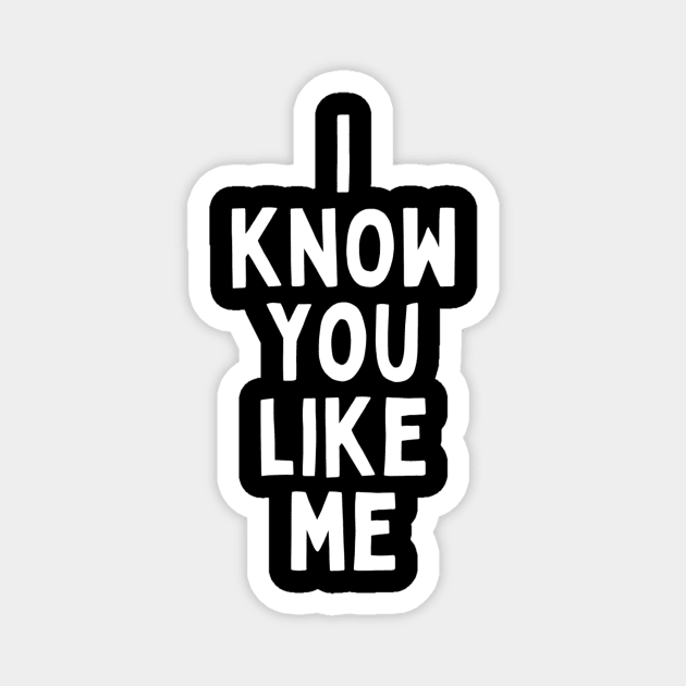 I Know You Like Me Flirting Valentines Romantic Dating Desired Love Passion Care Relationship Goals Typographic Slogans for Man’s & Woman’s Magnet by Salam Hadi