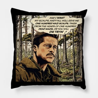 Inglorious Basterds, Brad Pitt "One Hundred Nazi Scalps" Vintage Comic Pillow