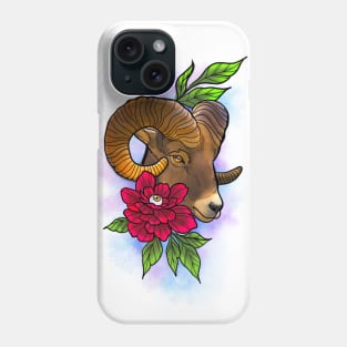 Goat and flowers Phone Case