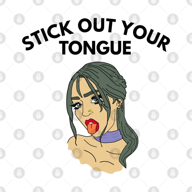 stick out your tongue piercing girl tongue out by FromBerlinGift