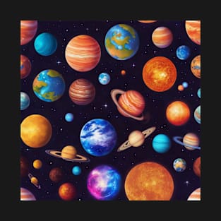 planets kawaii  T-Shirt outer space art T-Shirt