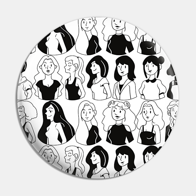 Women Girls Black and White Print Pin by frantuli