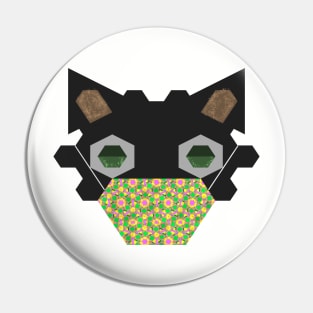 Black Cat Wearing Celebrating Spring - #1 Mask Pin