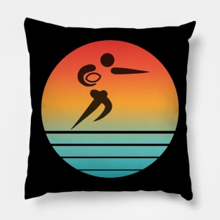 Rugby player in retro sunset Pillow