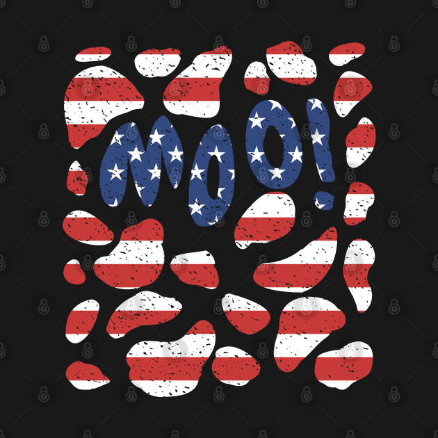 Red White And Moo Cow Funny 4th July Patriotic 2021 by BraaiNinja