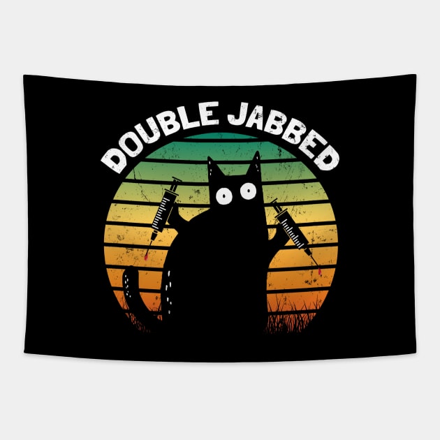 Cat With Syringes, Double Jabbed, Fully Vaccinated Tapestry by NuttyShirt