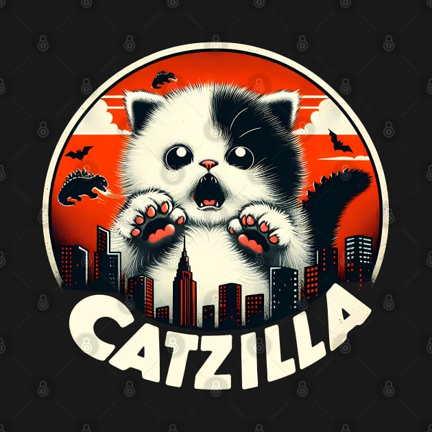 CATZILLA - Cute & Fierce Kitty Overlooking the City by ANSAN