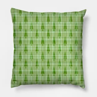 GREEN Plaid Christmas Trees Pillow