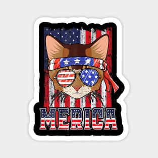 4th Of July Merica Cat Patriotic American Flag Gift Cats Magnet