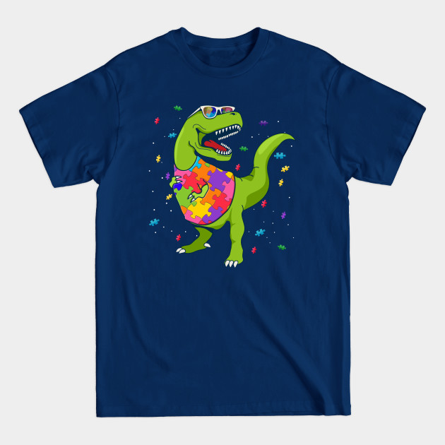 Disover T Rex Dinosaur Autism Awareness Puzzle Piece - Dinosaur Autism - T-Shirt