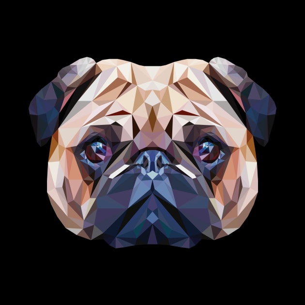 Funny Pug Polygon Dog Head Pet Gift by MaveriKDALLAS