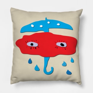 Blue Mushroom umbrella for shiny rainy days Pillow