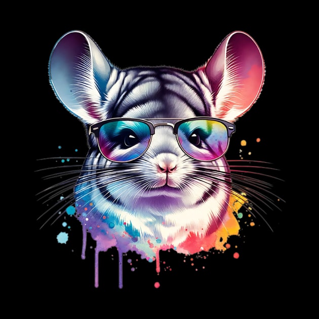 Watercolor Chinchilla Wearing Sunglasses. by The Jumping Cart