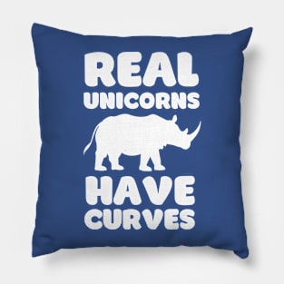 Real Unicorns Have Curves - Rhino Nature Humor Pillow