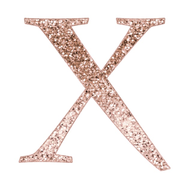 X rose gold glitter monogram letter by RoseAesthetic