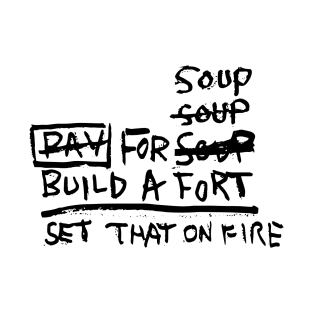 Soup Fort Fire Doodle Black T-Shirt