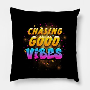 Chasing Good Vibes: Vibrant Letter Tee Pillow