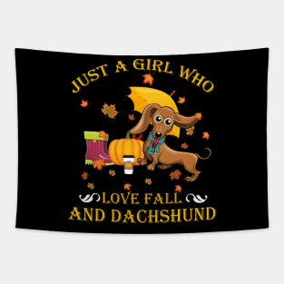 Womens Lovely Dachshund in fall, funny dog lover Tapestry