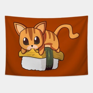 Orange Cat tamago Sushi Tapestry
