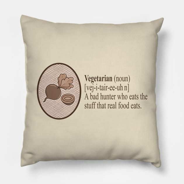 Dictionary Definition of Vegetarian Funny vocabulary meaning Pillow by IceTees