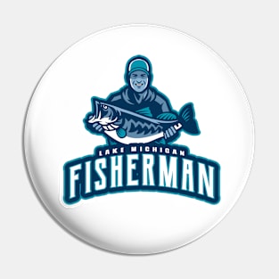 Lake Michigan USA Fisherman Pin