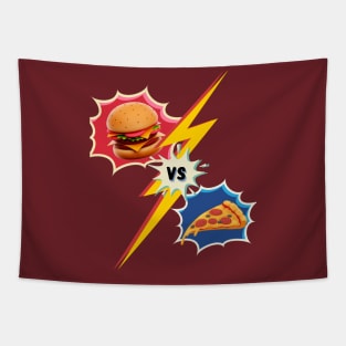 Battle of the Cravings: The Ultimate Burger-Pizza Showdown Tapestry