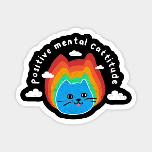 Positive Mental Cattitude Rainbow, Funny Cute Cat, Humor, Birthday Magnet