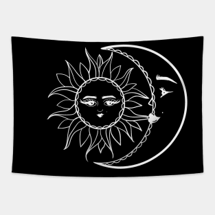 Celestial sun and moon Tapestry