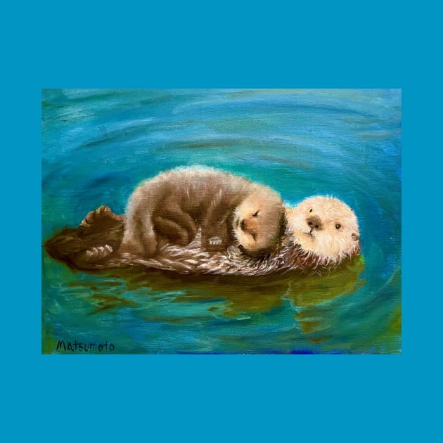 Mom and Baby Otters by EdiMatsumoto