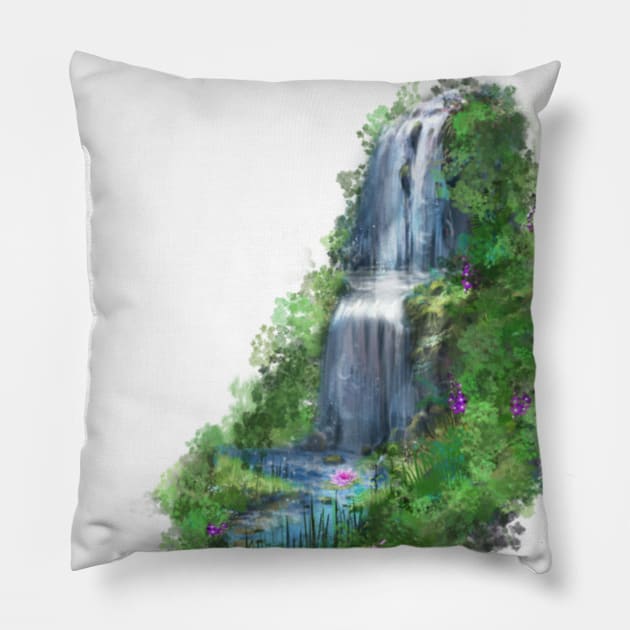 Aber Falls in Wales, UK. Pillow by designsbycreation