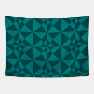 Teal Night and Day Patchwork Pattern Tapestry