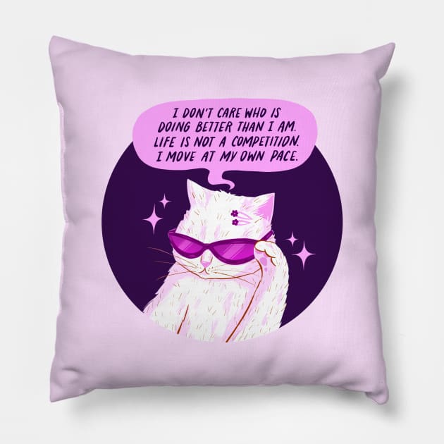 Meme Sunglasses Cat Pillow by SusDraws