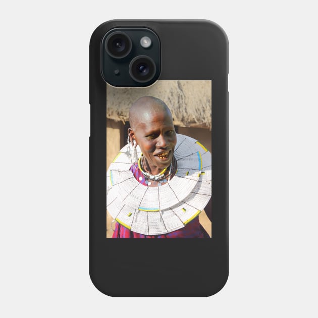 Happy Maasai (or Masai) Woman, East Africa Phone Case by Carole-Anne