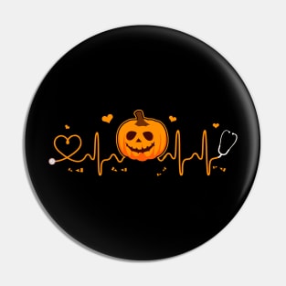 Love Nurse Stethoscope Pumpkin Halloween Costume Pin