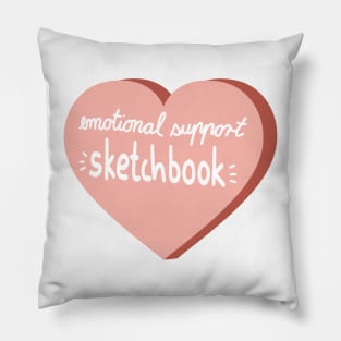 emotional support sketchbook calligraphy in a pink heart ( sketchbook decoration sticker ) Pillow