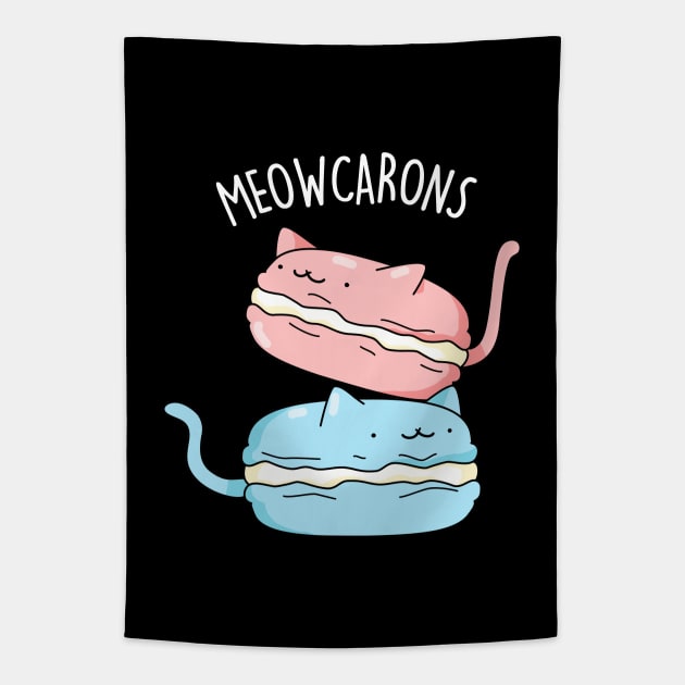 Meowcaron Cute Cat Macaron Pun Tapestry by punnybone