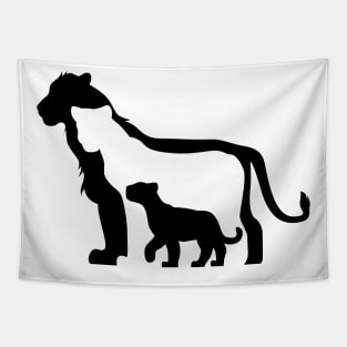 Black and White Lions Tapestry